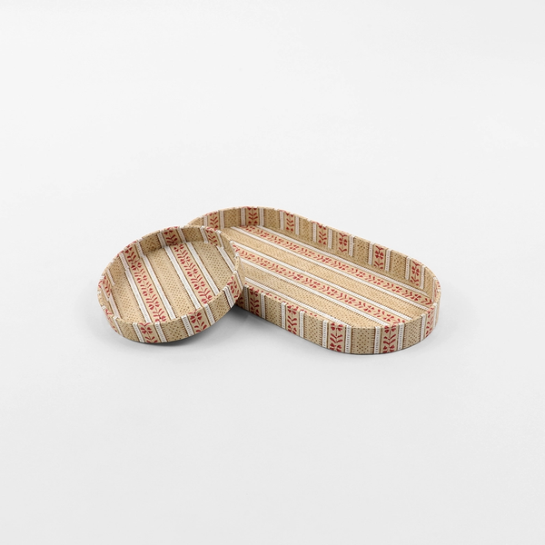 Hand-Marbled Tray Set | Floral Stripe