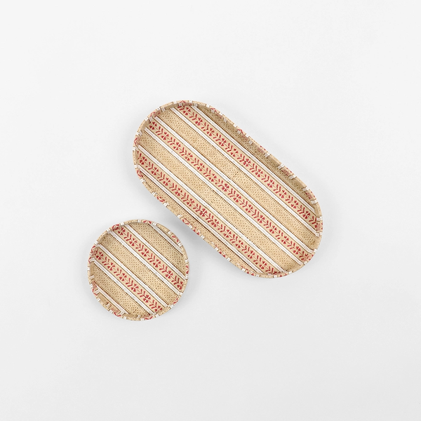 Hand-Marbled Tray Set | Floral Stripe