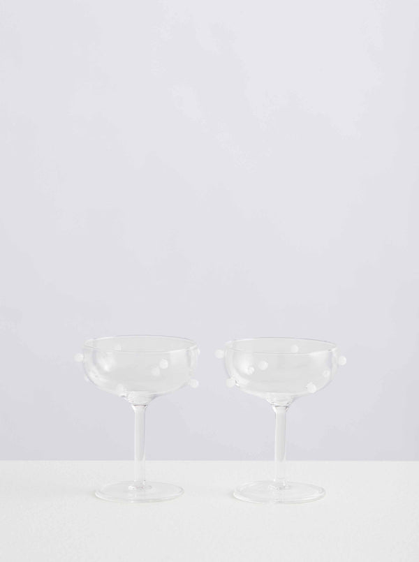Pair of Coupe Glasses | Clear/White