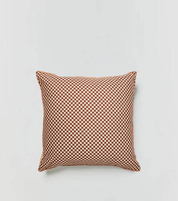 Outdoor Mini Check Pillow | Umber