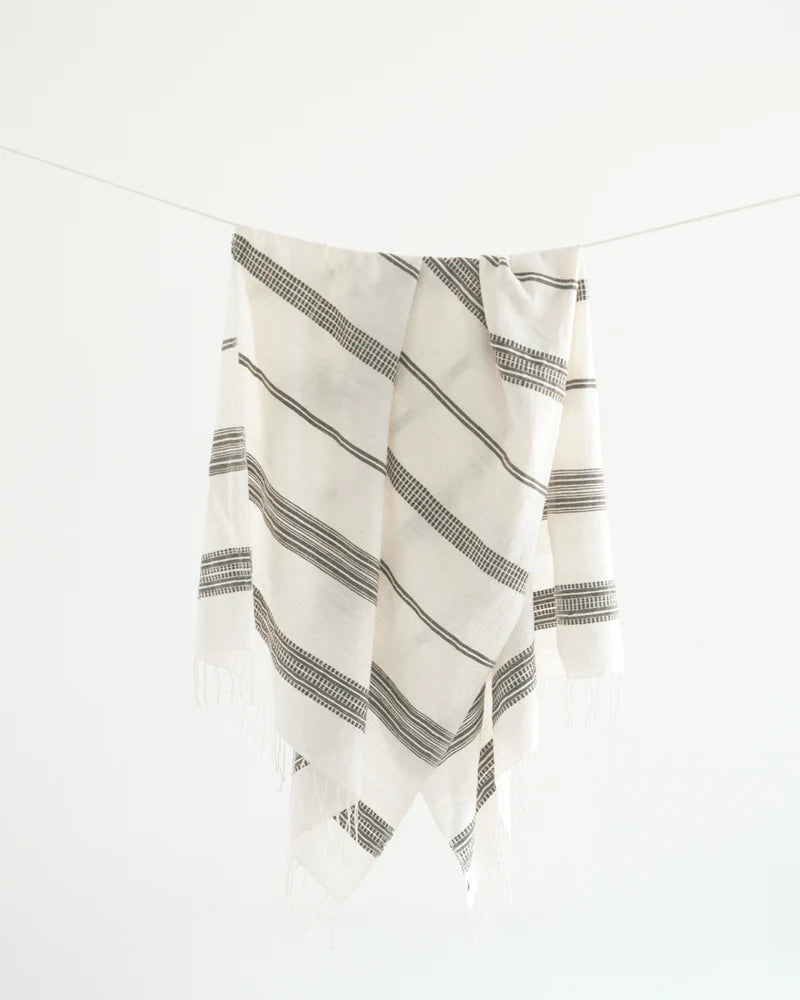Dash Cotton Towel | Natural/Charcoal