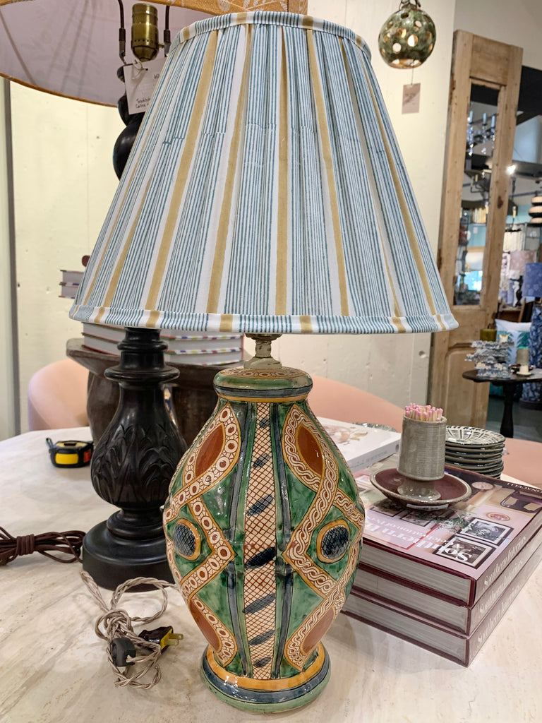 Antique Italian Hand-Painted Pottery Lamp