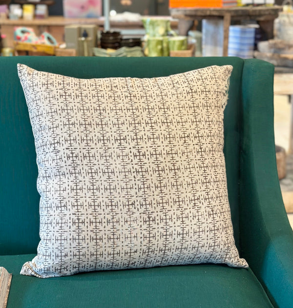 Block Print Linen Pillow | Boston 22"