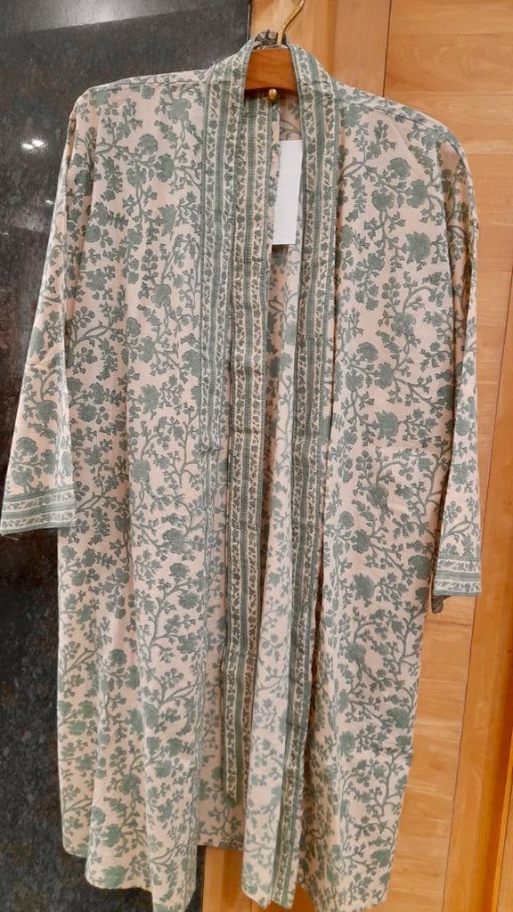 Short Cotton Block Print Robe | Cambre