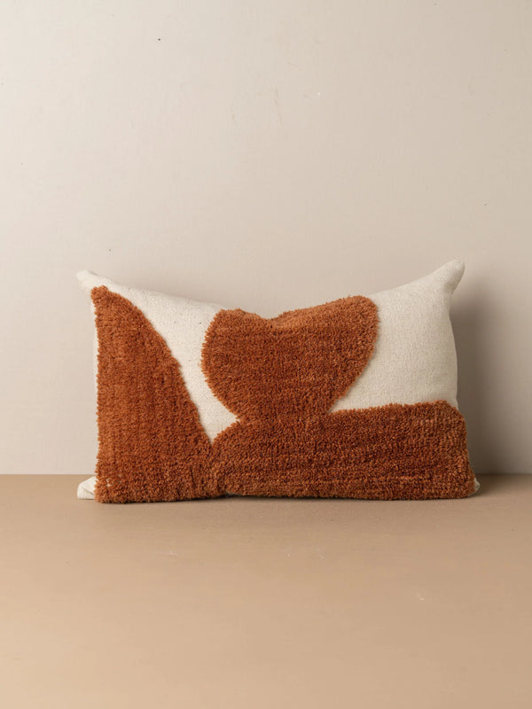 Abstract Tufted Lumbar Pillow, Clay