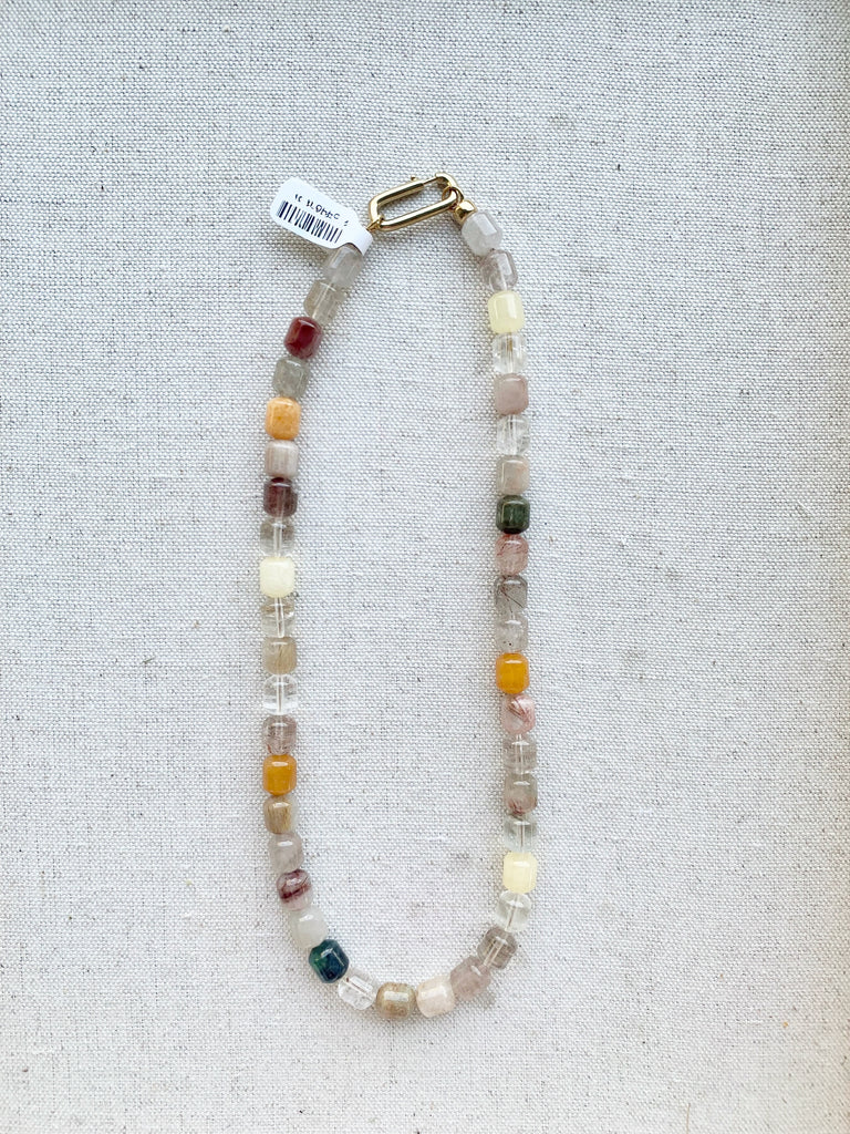 Multi Quartz Barrel Necklace