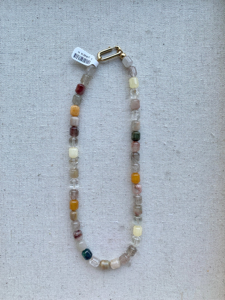 Multi Quartz Barrel Necklace