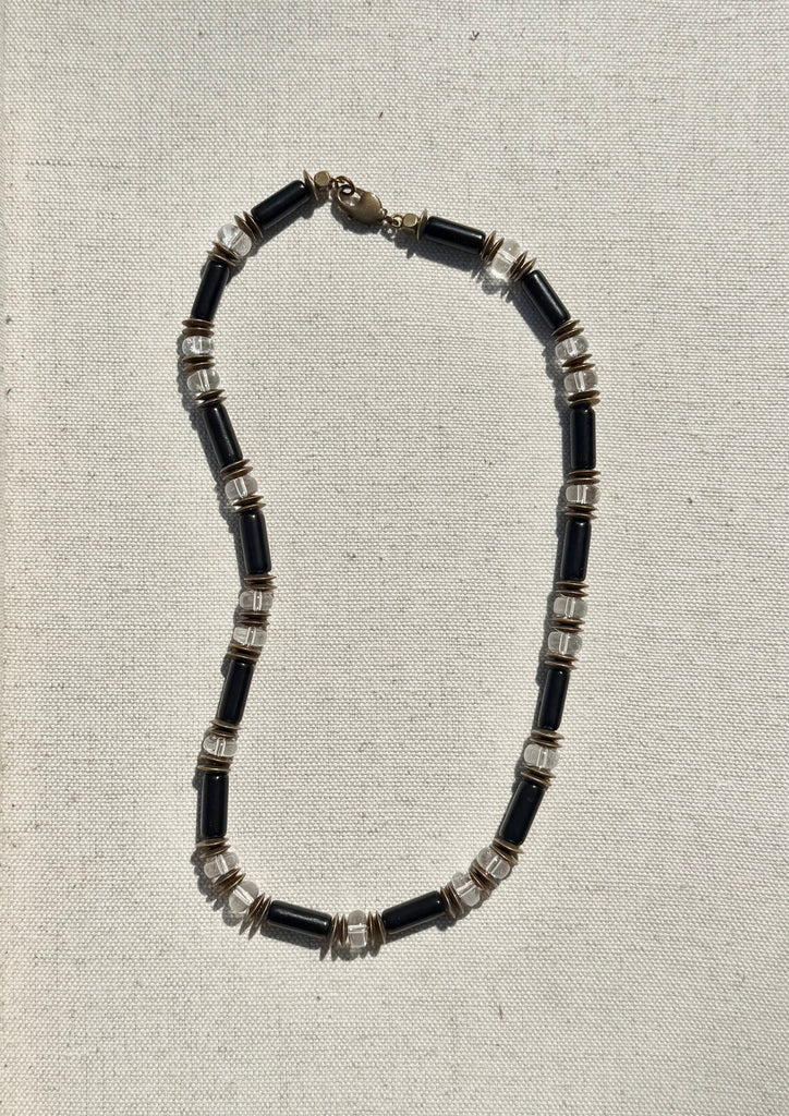 Black Agate & Clear Quartz Necklace