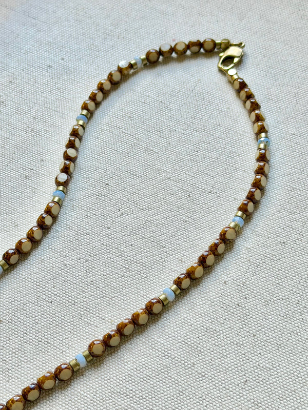 Sepia & Blue Czech Glass Necklace