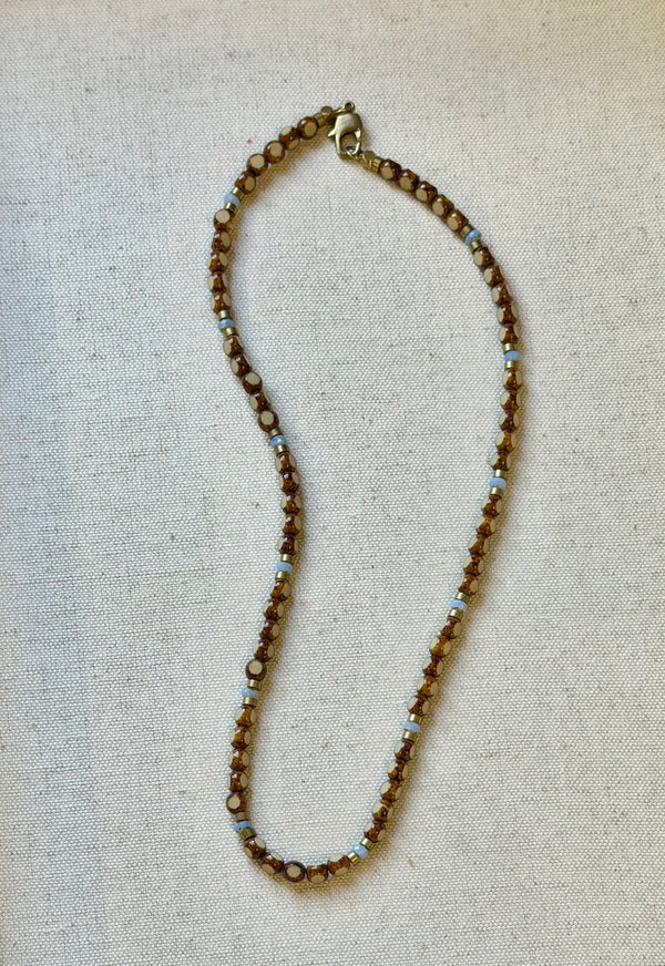 Sepia & Blue Czech Glass Necklace