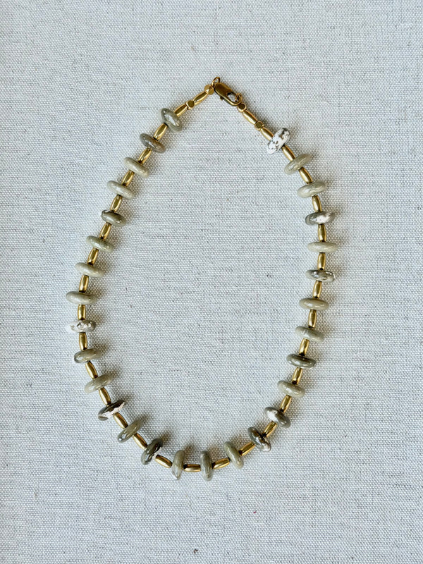 Sage Ocean Jasper & Brass Rondelle Necklace