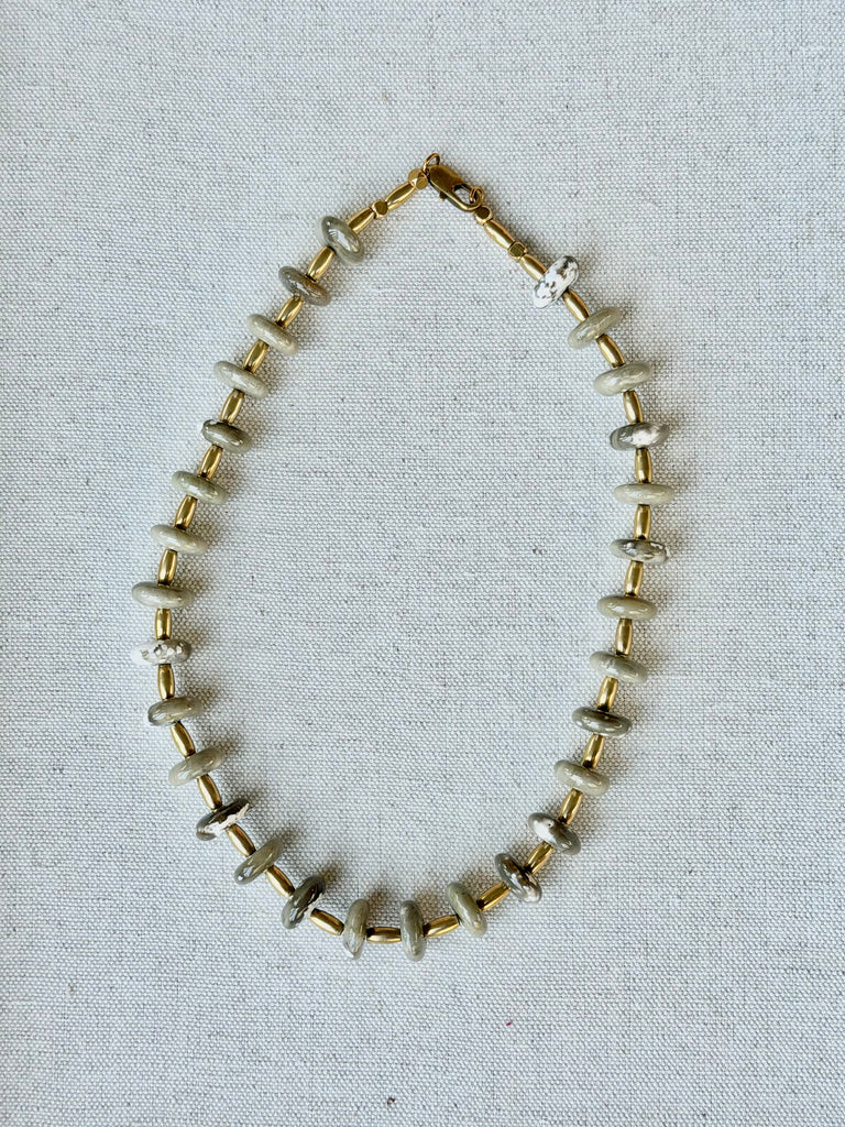 Sage Ocean Jasper & Brass Rondelle Necklace
