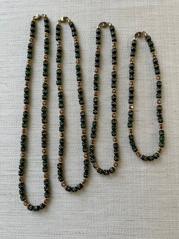 Evergreen Vintage Czech Glass Necklace - Short