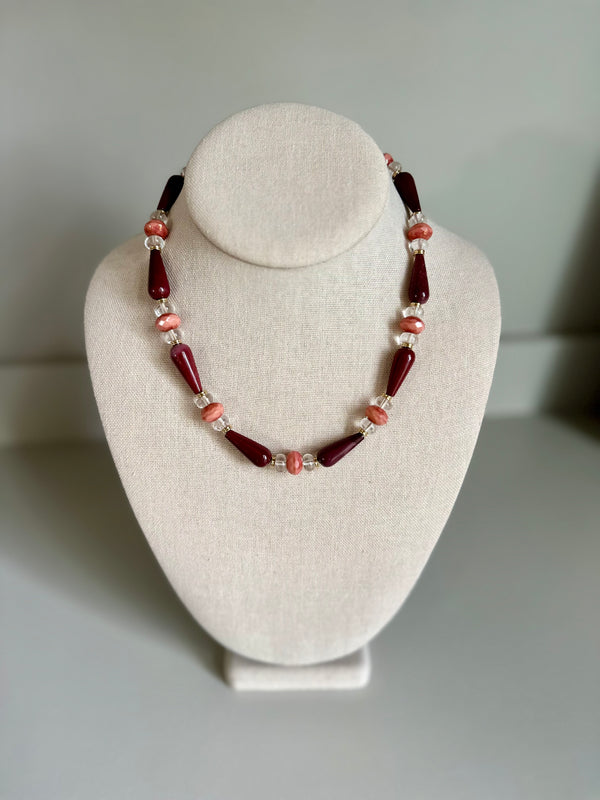 Mookaite, Quartz & Czech Glass Necklace