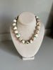 Mother of Pearl, Czech Glass & Gold Plated Brass Necklace, Lg