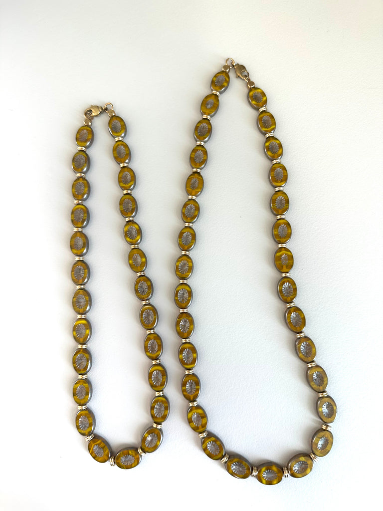 Ochre Oval Czech Glass Necklace, Short