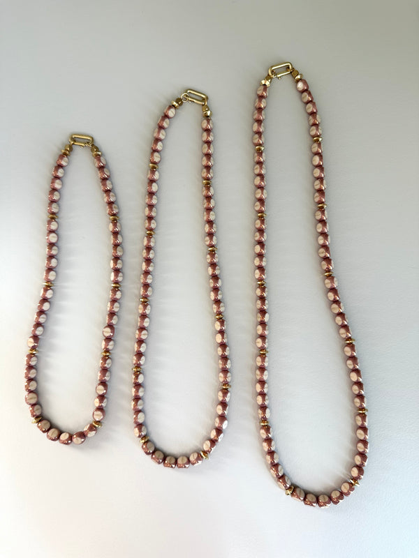 Rose Copper Czech Glass Necklace - Mid