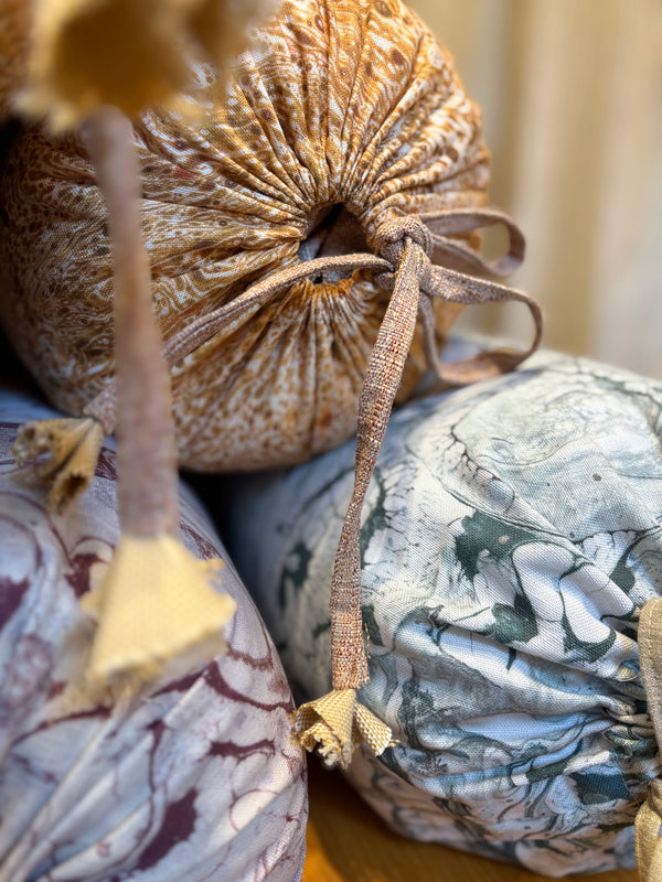 Hand-Marbled Linen Bolster