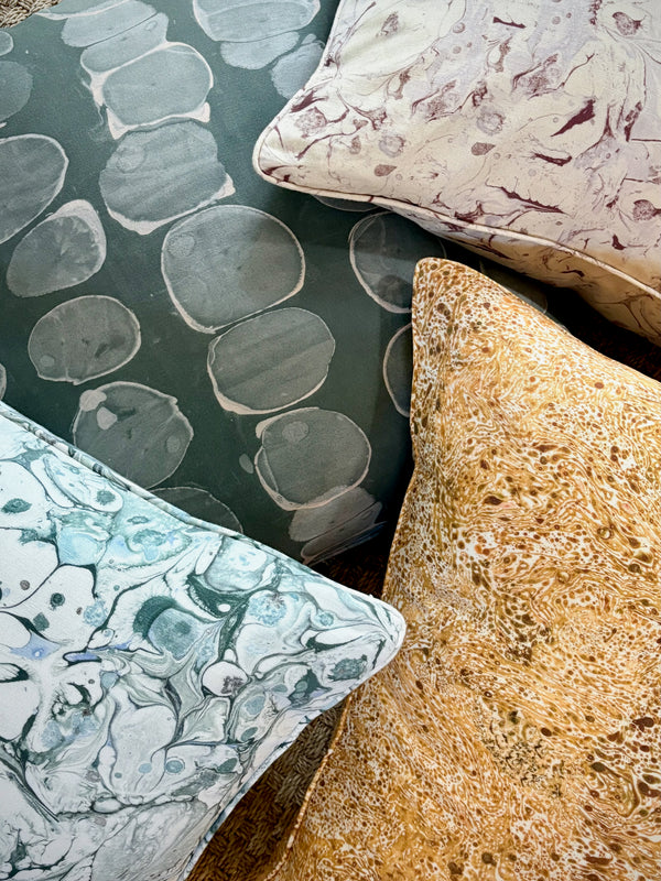 Hand-Marbled Linen Euro