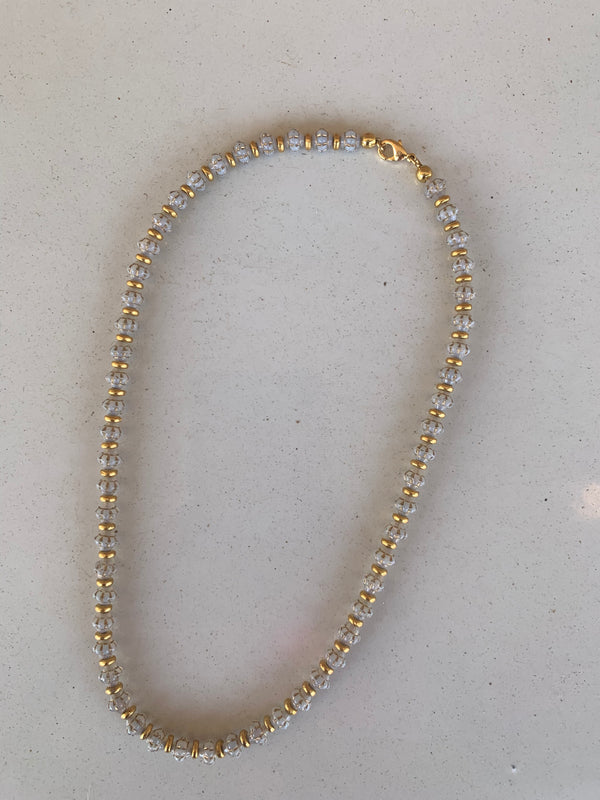 White Floret Czech Glass Necklace