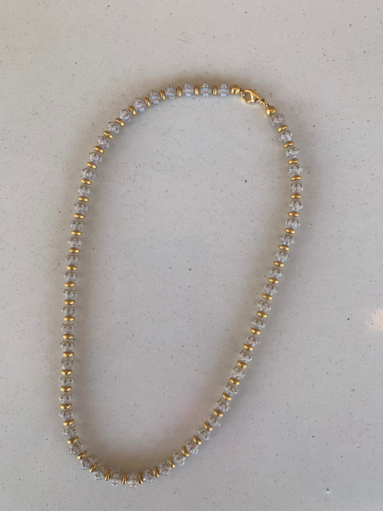 White Floret Czech Glass Necklace