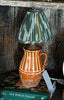 Antique Eastern European Pottery Lamp with Ikat Shade