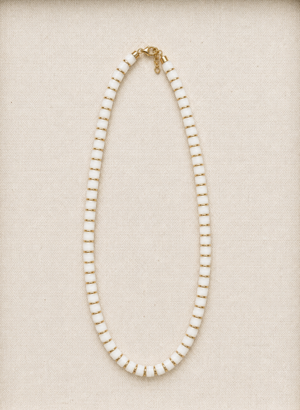 Mother of Pearl Disc & Gold Plated Brass Necklace