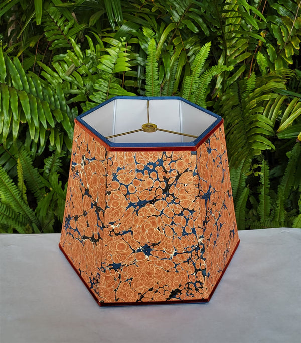 Marbled Paper Hex Lamp Shade