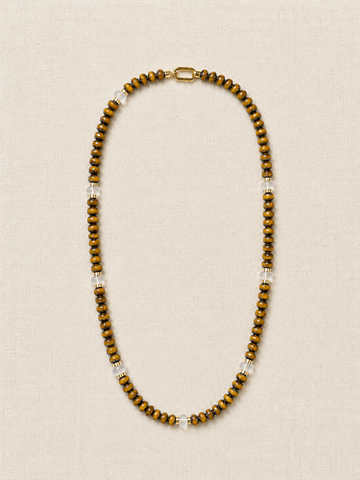 Ochre Czech Glass & Crystal Quartz Necklace