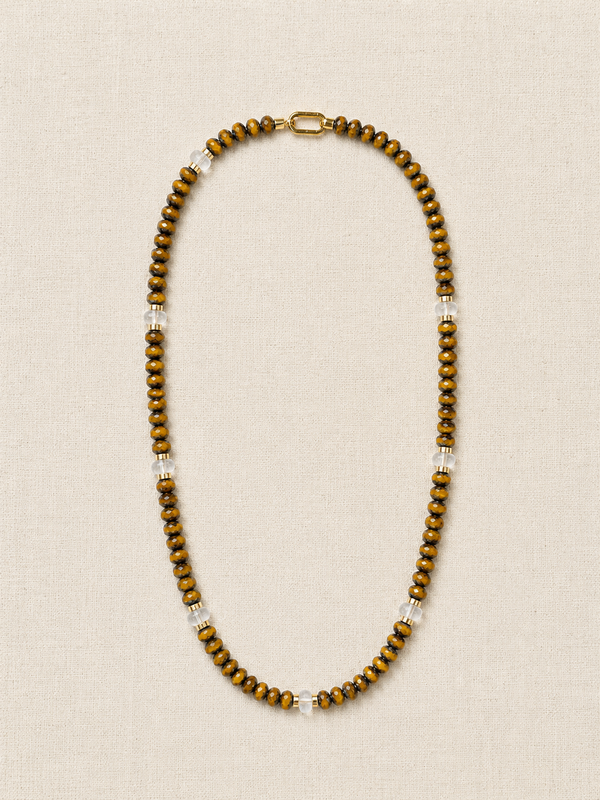 Ochre Czech Glass & Crystal Quartz Necklace