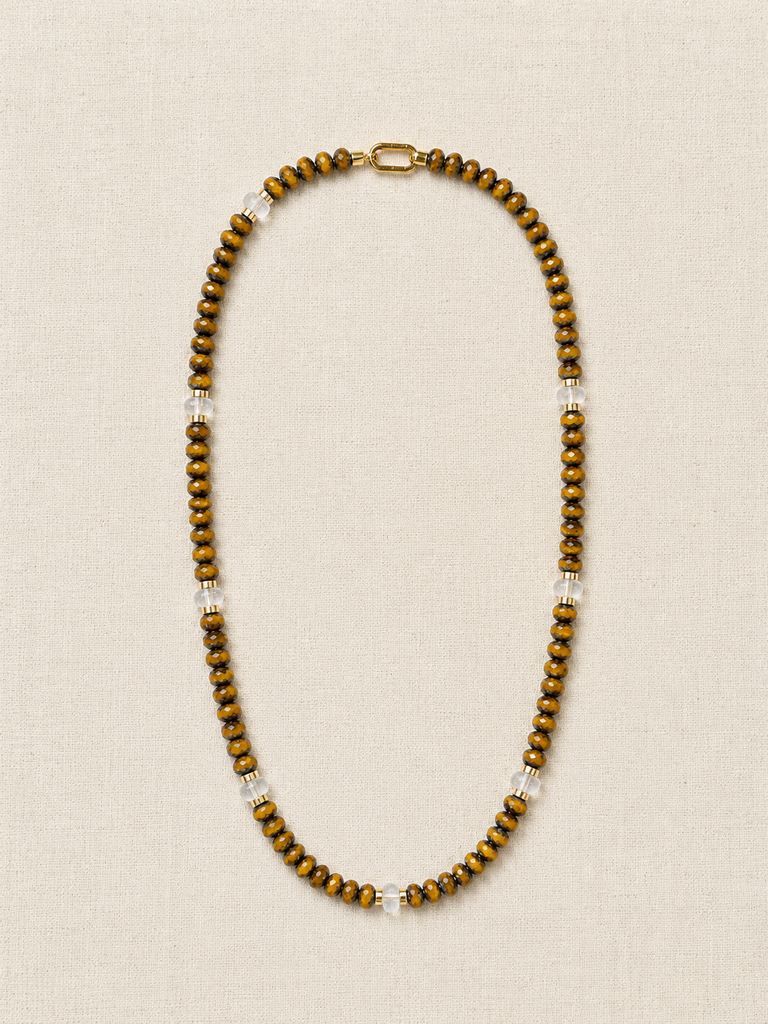 Ochre Czech Glass & Crystal Quartz Necklace