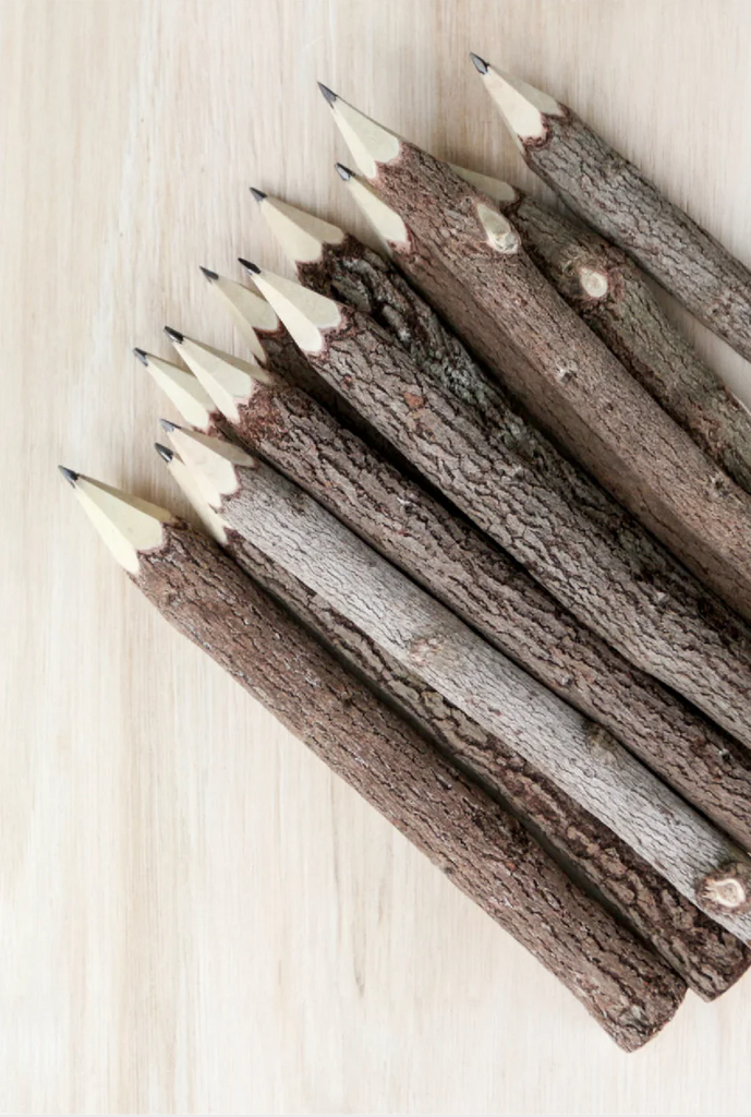 Hand-Carved Wood Pencil Set