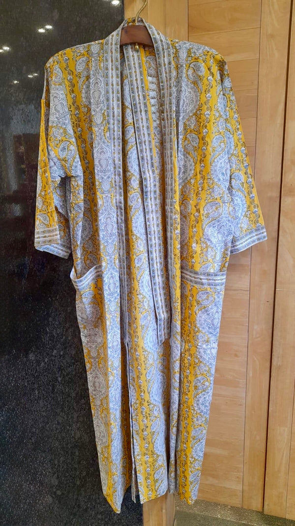 Cotton Block Print Robe | Corbeau