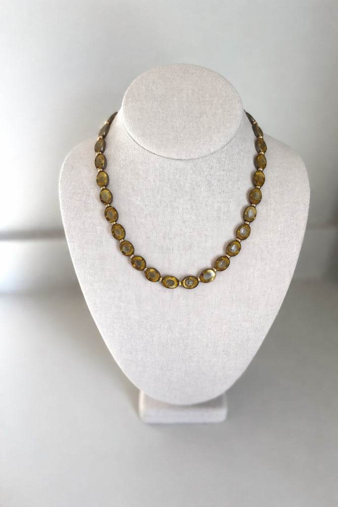 Ochre Oval Czech Glass Necklace, Short