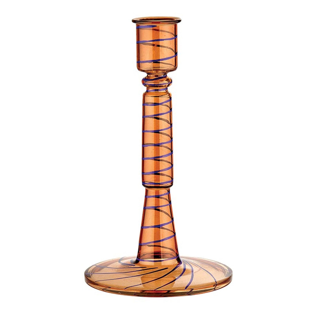 Amber Swirl Glass Candleholder