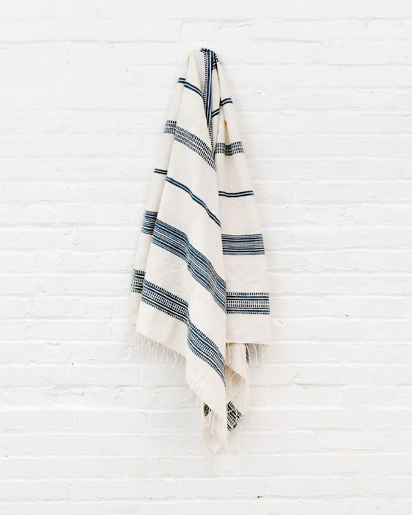 Dash Cotton Towel | Natural/Navy