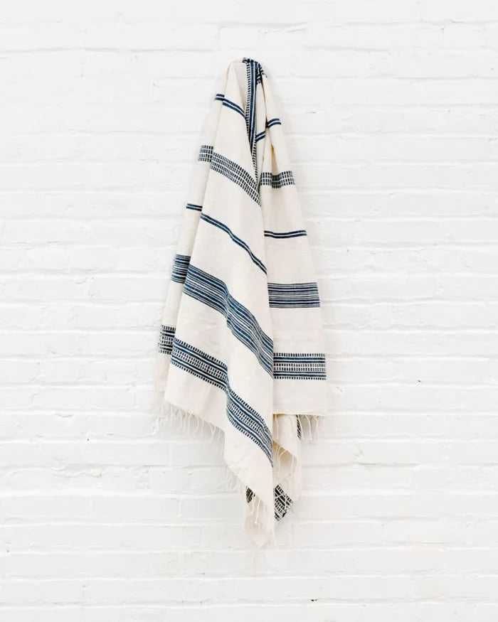 Dash Cotton Towel | Natural/Navy