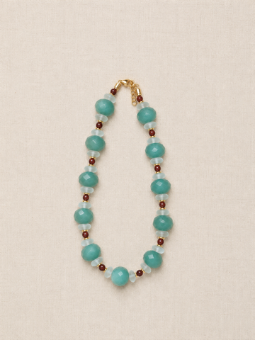 Carved Aventurine, Sea Glass & Cherry Czech Glass Necklace