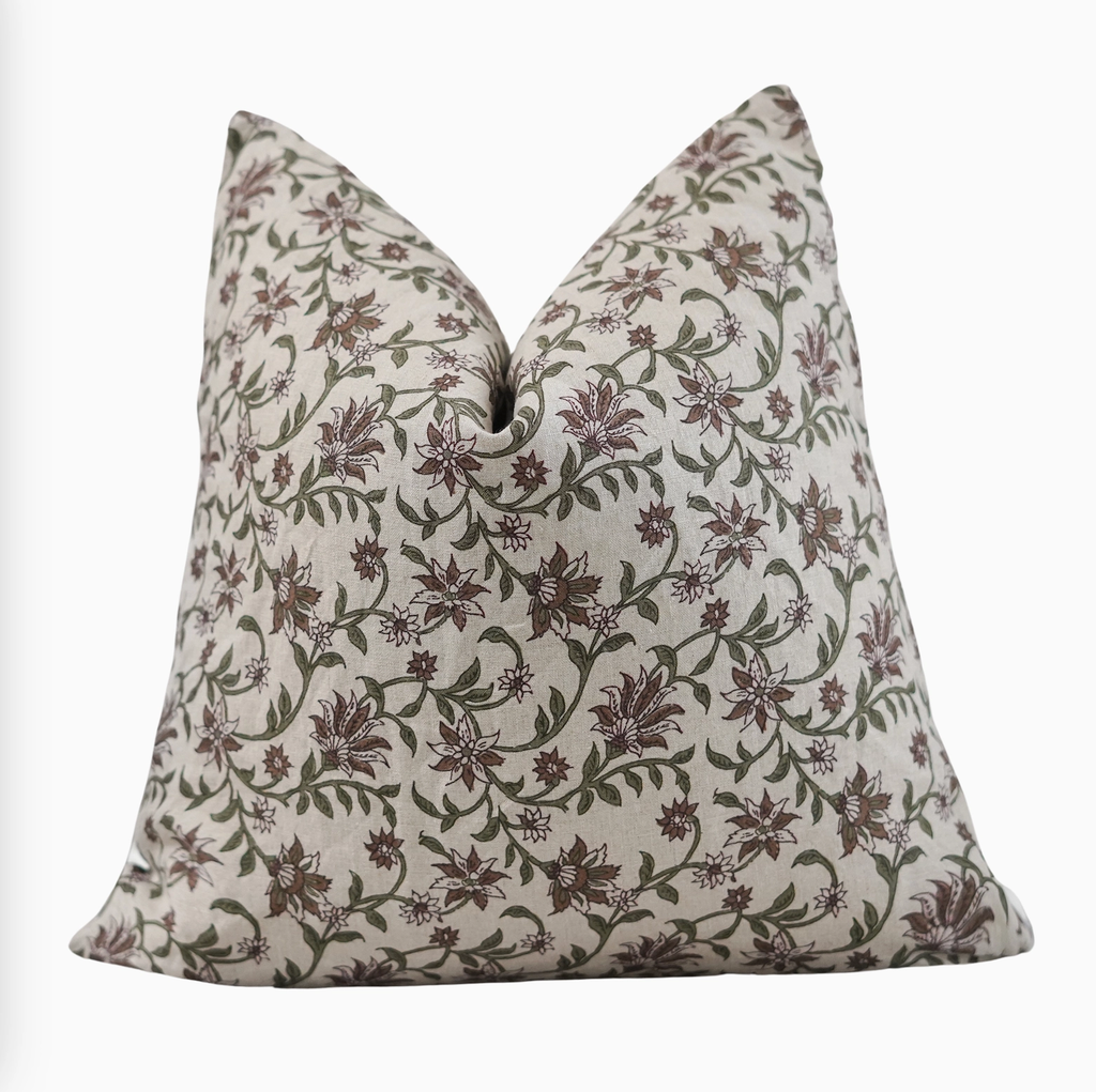 Hand Blocked Linen Pillow | Fiore