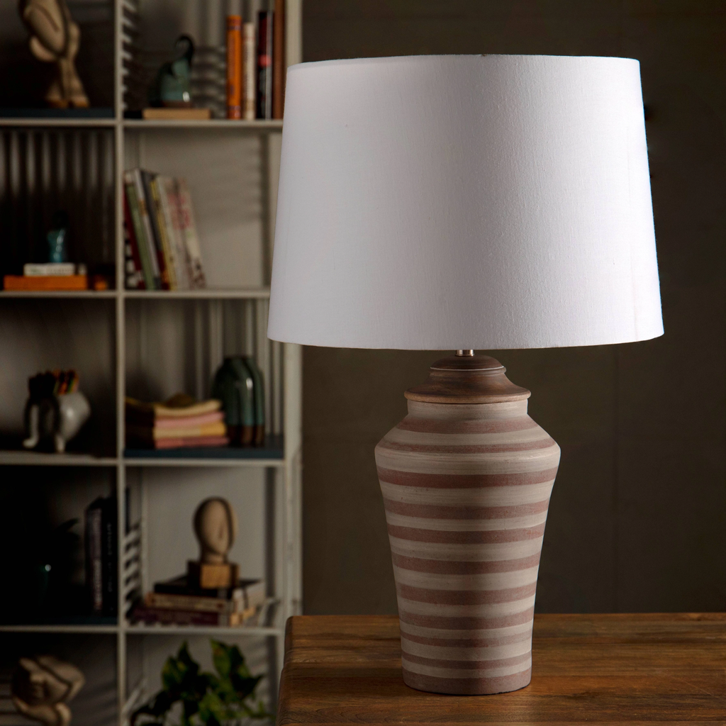 Terracotta Striped Lamp