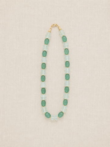 Carved Aventurine & Sea Glass Necklace