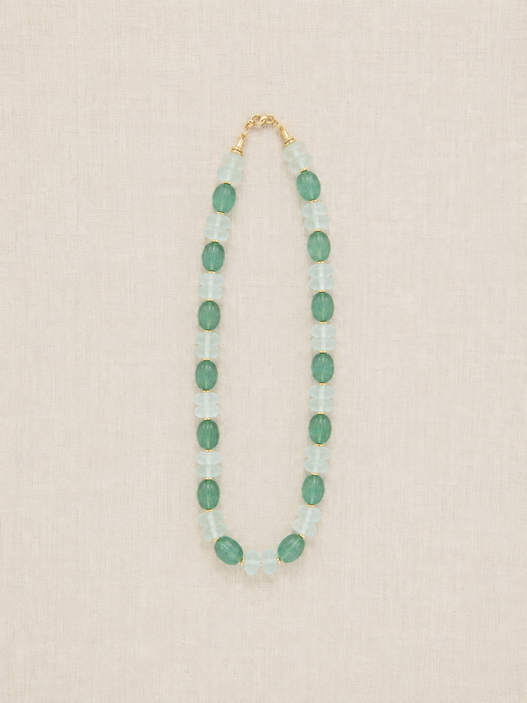 Carved Aventurine & Sea Glass Necklace
