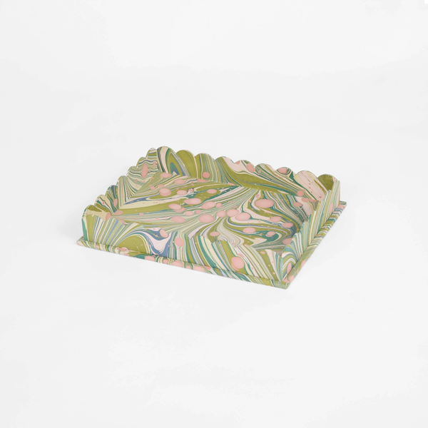 Hand-Marbled Tray | Mossy