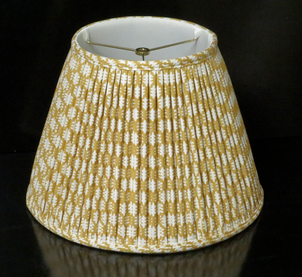 Gathered Linen Printed Lamp Shade