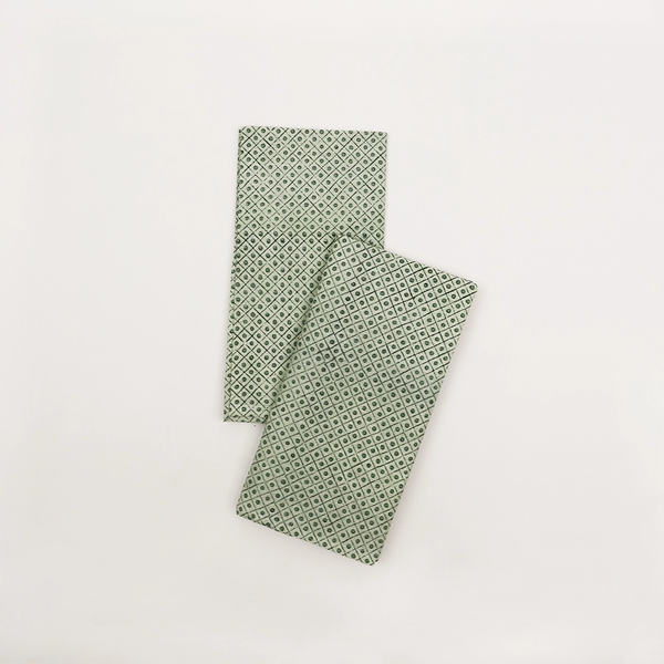 Pair of Linen Napkins | Green Geo