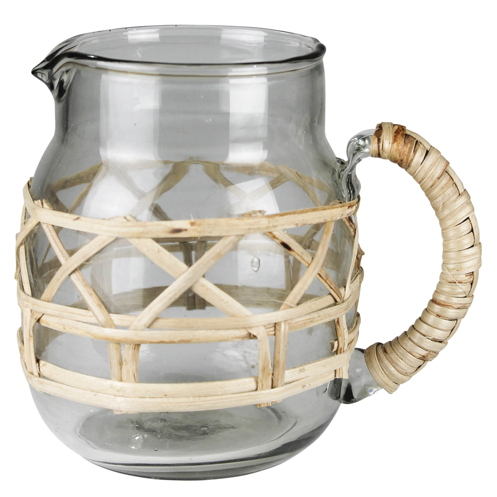 Glass & Rattan Pitcher