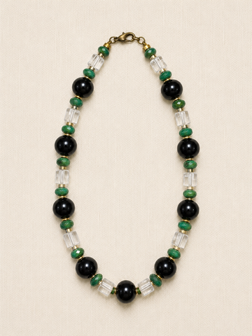Agate, Crystal Quartz & Czech Glass Necklace