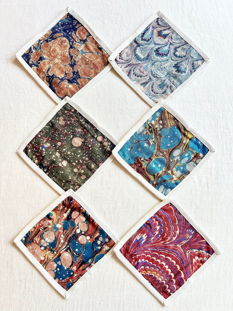 Set of 6 Marbled Cocktail Napkins