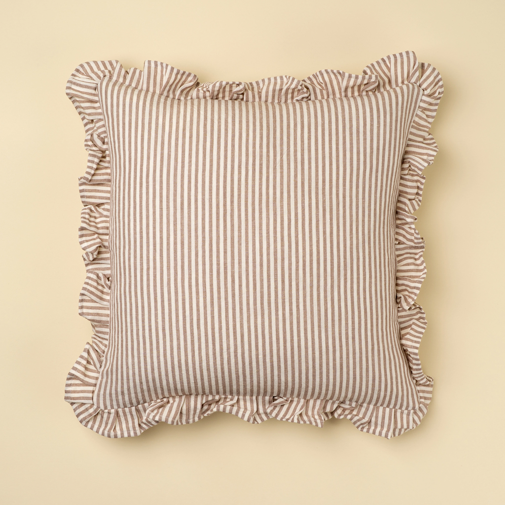Cocoa Ticking Stripe Pillow