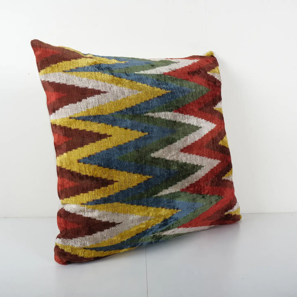 Ziggy Silk Velvet Ikat Pillow